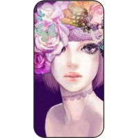 Шаблон №2106 Девушка с цветами абстракция