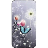 Шаблон №2179 Голубая бабочка на сером неоновом фоне