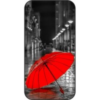 Шаблон №2190 Красный зонт на мокром тротуаре