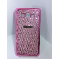 Силиконовый чехол розовый с блестками Samsung Galaxy Grand Prime (G530)