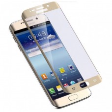 Защитное стекло 3D на экран Samsung Galaxy S6 Edge, золотое 